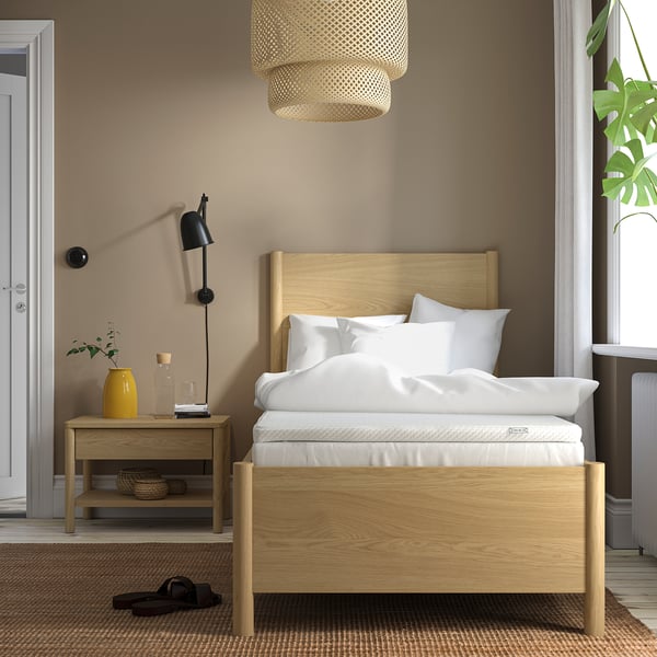 VALEVÅG - Mattress and topper, extra firm blue/Nordberget white,90x200 cm