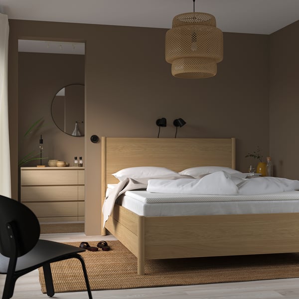VALEVÅG - Mattress and topper, extra rigid light blue/Nordberget white,160x200 cm