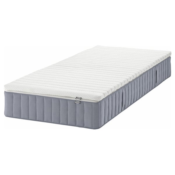 VALEVÅG mattress and mattress pad, firm light blue/Nisseholm white, 90x200 cm
