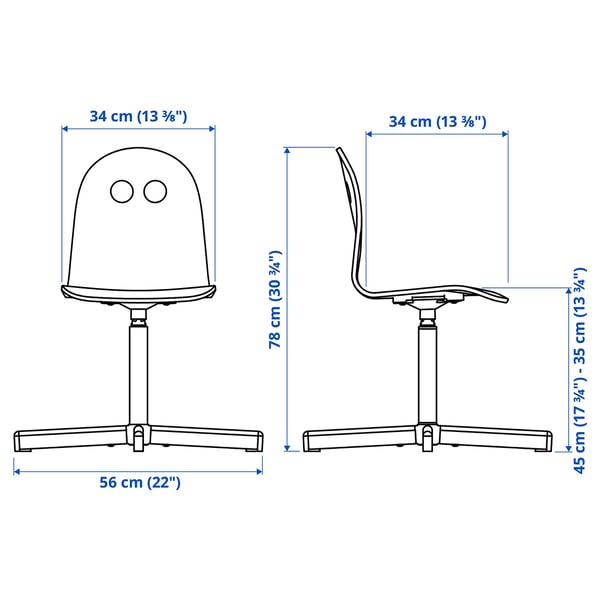 VALFRED / SIBBEN children's desk chair, white, 34x78x56 cm