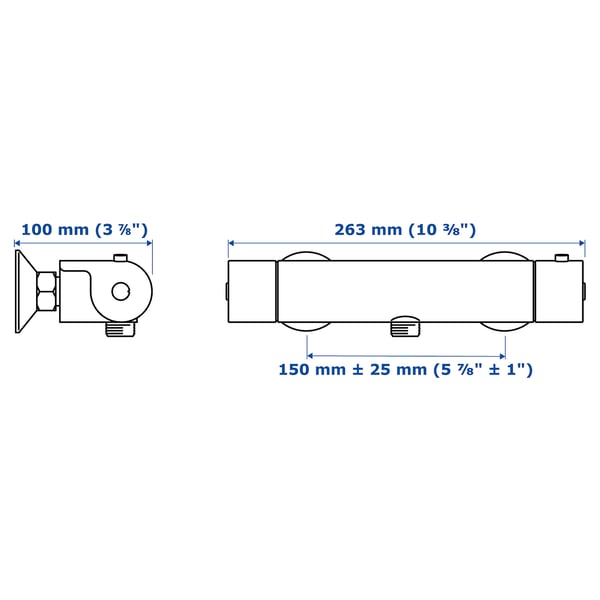 VALLAMOSSE thermostatic shower mixer, chrome-plated, 150 mm