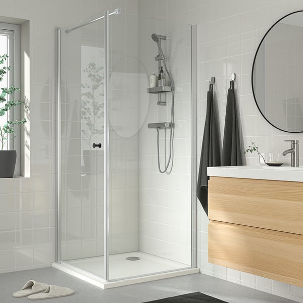 VALLAMOSSE riser rail with handshower kit, chrome-plated, 80 mm
