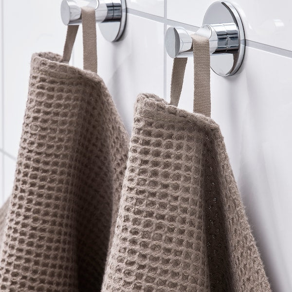 VALLASÅN - Bath towel, light grey/brown, 70x140 cm