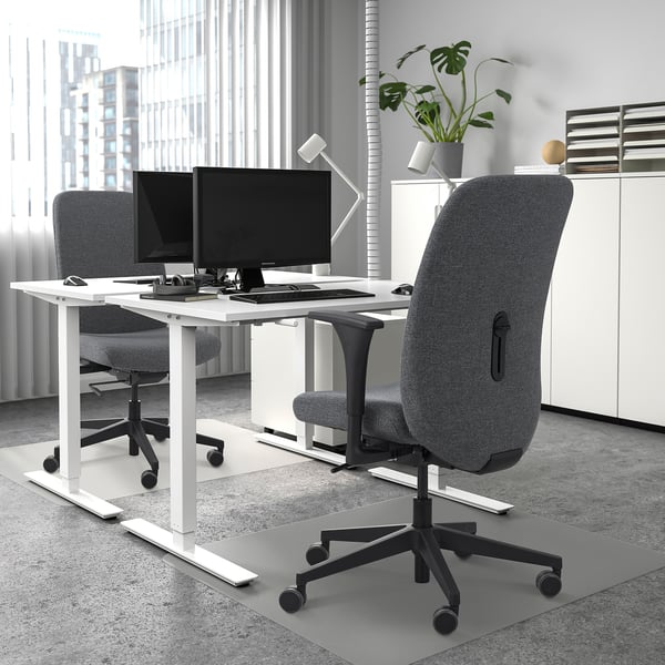 VALLFJÄLLET office chair with armrests, Gunnared grey