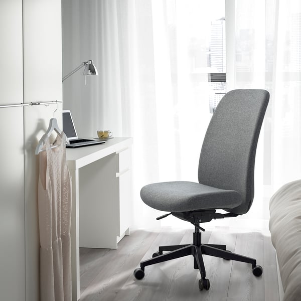 VALLFJÄLLET office chair, Gunnared grey, 50x100x72 cm