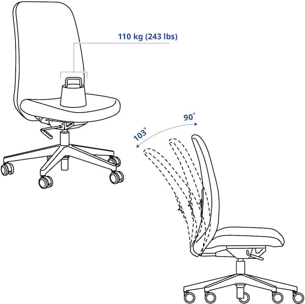 Ikea VALLFJÄLLET - Office chair, Gunnared grey ,