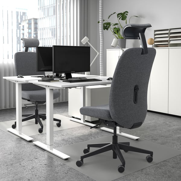 VALLFJÄLLET office chair with headrest, Gunnared grey