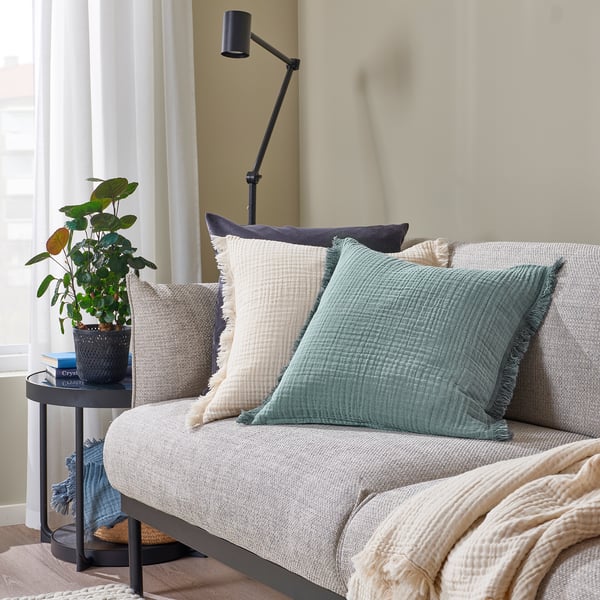 VALLKRASSING cushion cover, light blue-grey, 50x50 cm
