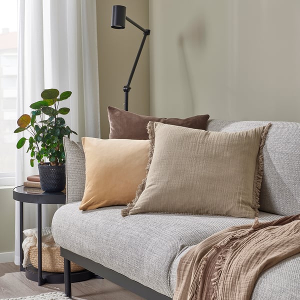 VALLKRASSING cushion cover, light grey-brown, 50x50 cm