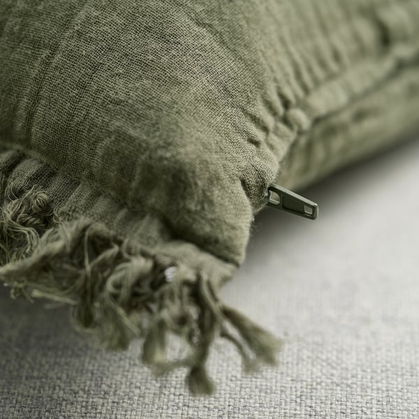 VALLKRASSING cushion cover, grey-green, 50x50 cm