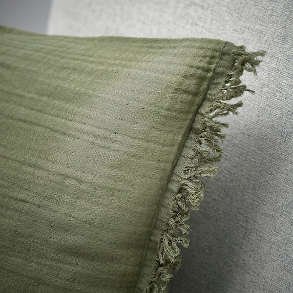 VALLKRASSING - Cushion cover, grey-green, 50x50 cm