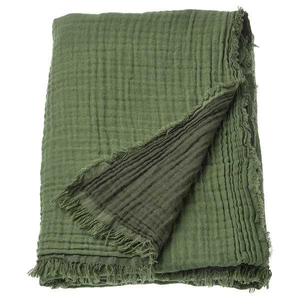 VALLKRASSING throw, grey-green, 150x200 cm
