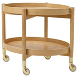 VALNÄS trolley table with storage, oak veneer, 76x56 cm