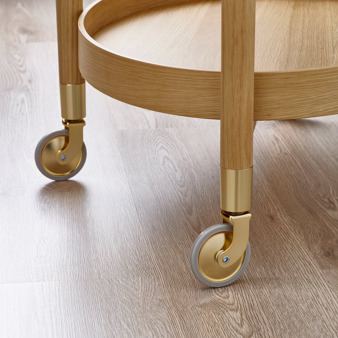 VALNÄS trolley table with storage, oak veneer, 76x56 cm