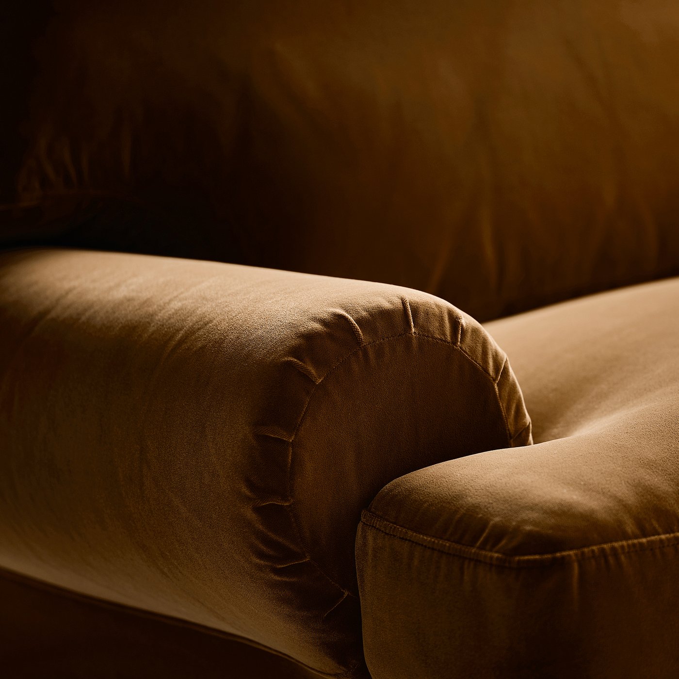VALNÄS 2-seat sofa, Alhamn dark yellow-brown, 206 cm
