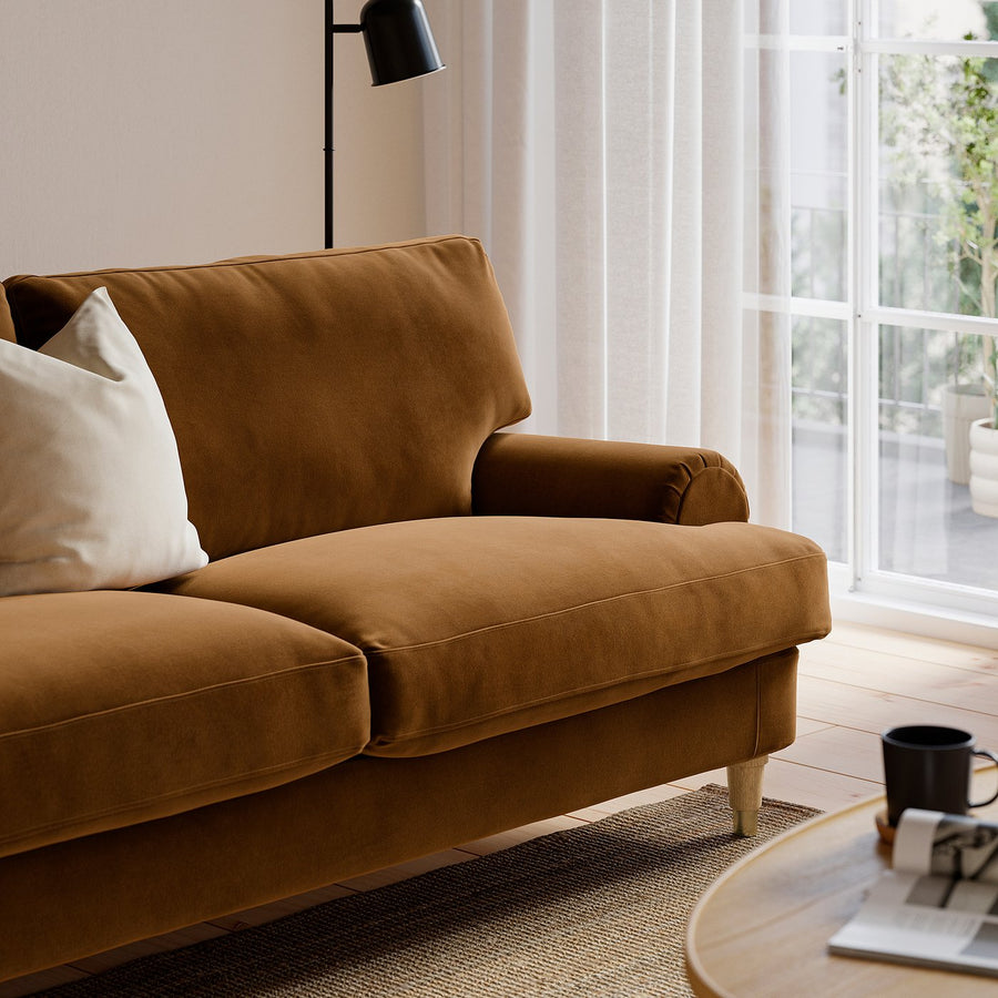 VALNÄS 3-seat sofa, Alhamn dark yellow-brown, 246x90x94 cm