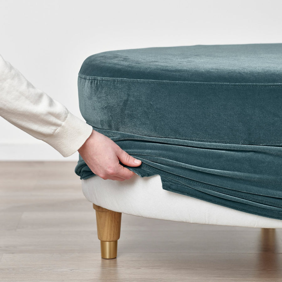 VALNÄS footstool, Alhamn dark grey-blue, 97x43x70 cm