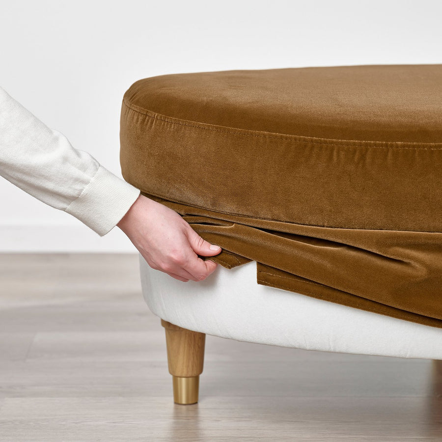 VALNÄS footstool, Alhamn dark yellow-brown, 97x43x70 cm