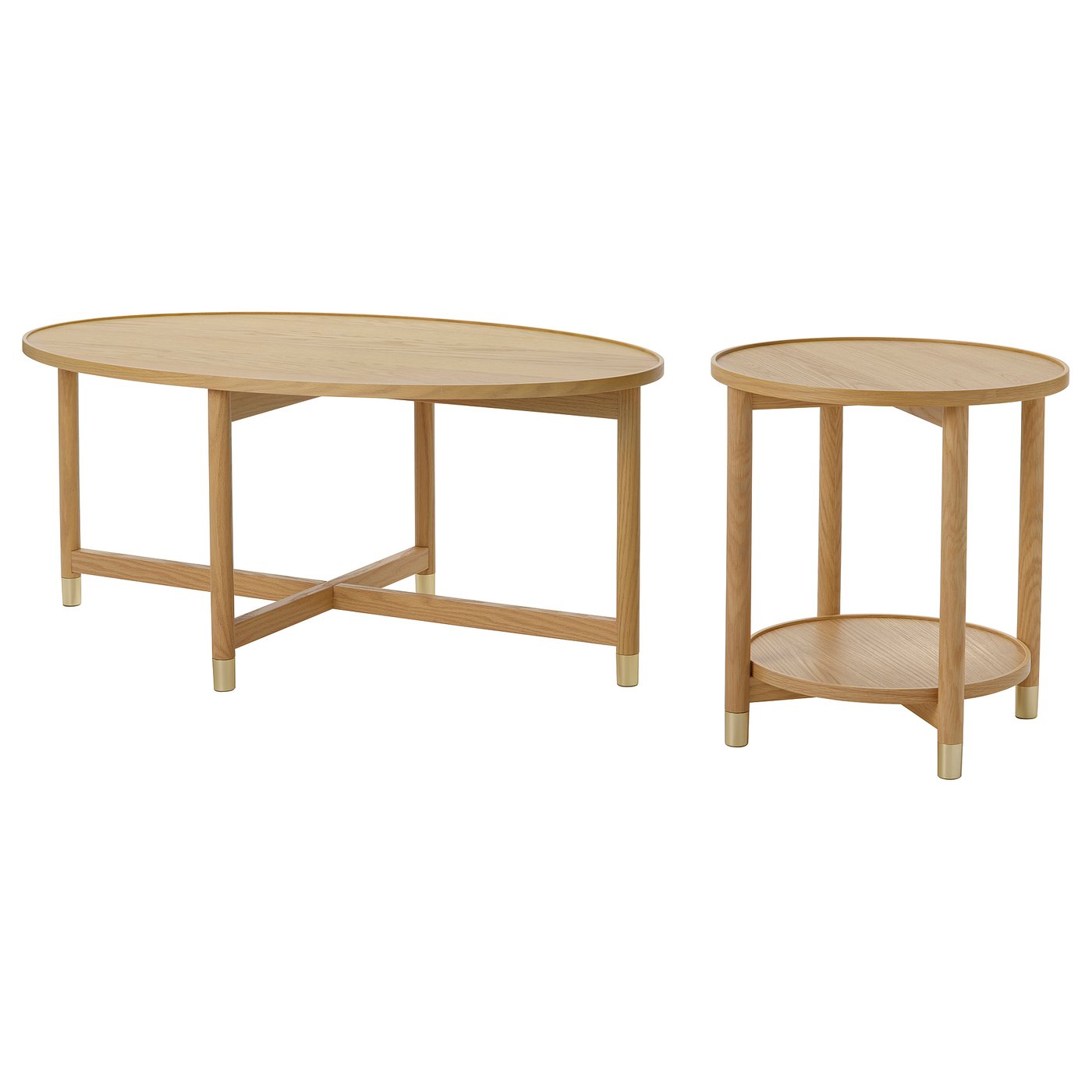 VALNÄS coffee table/side table, set of 2, oak veneer