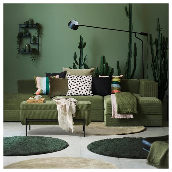 VALTORP bench, with storage/Samsala dark yellow-green, 103 cm