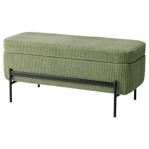 VALTORP - Bench, with container/Samsala dark yellow-green,103 cm