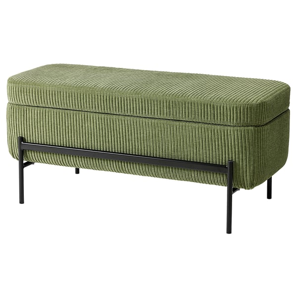 VALTORP bench, with storage/Samsala dark yellow-green, 103 cm