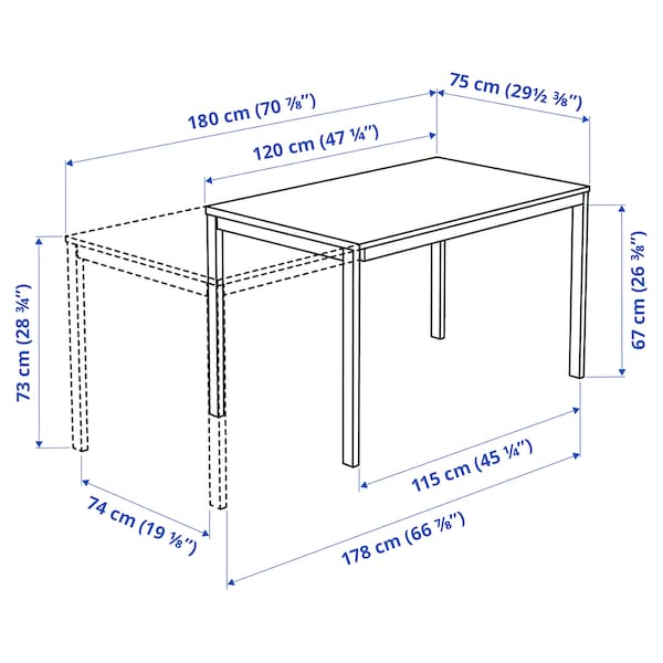 VANGSTA / ADDE - Table and 4 chairs, white/white, 120/180 cm