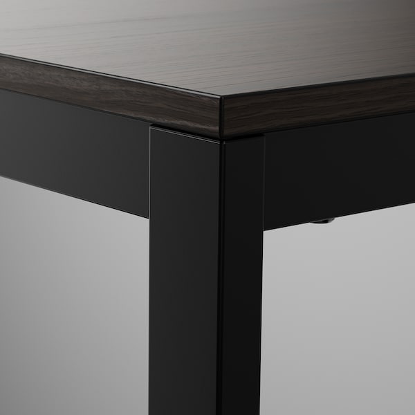 VANGSTA - Extendable table, black/dark brown, 120/180x75 cm