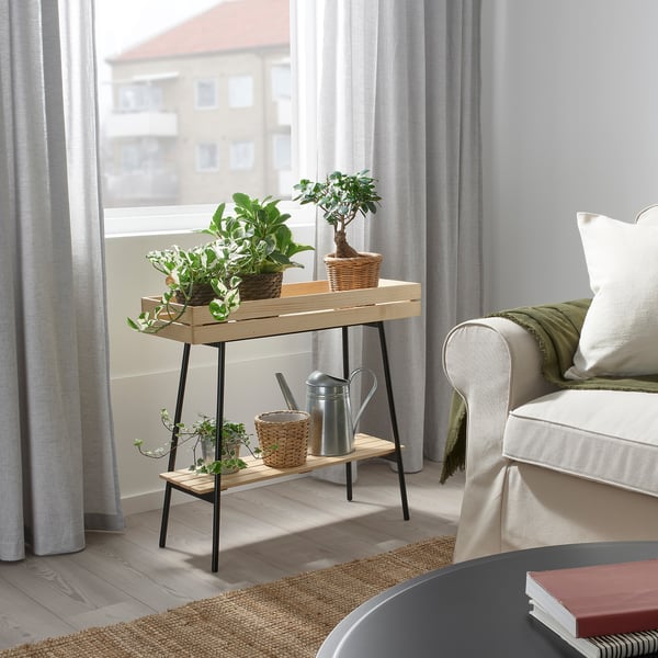 VANILJSTÅNG plant stand, pine/black, 67 cm