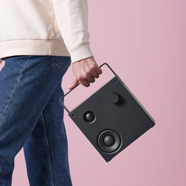 VAPPEBY bluetooth speaker, black/gen 3, 20x20 cm