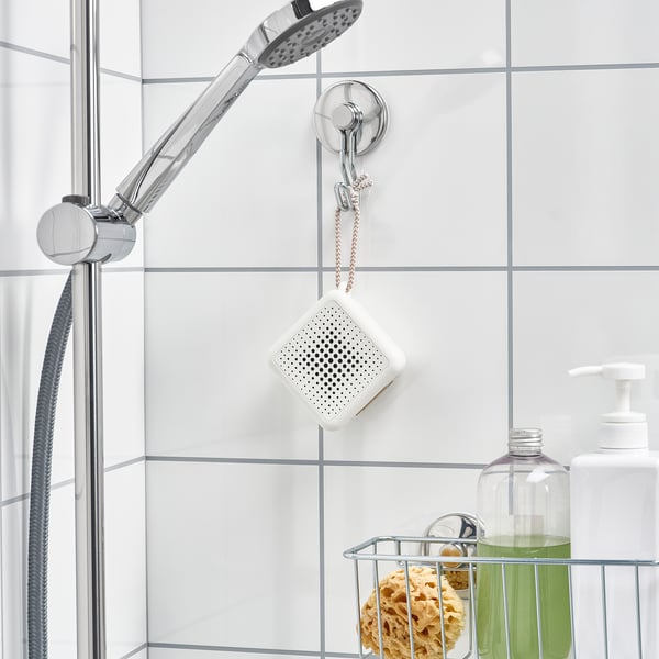 VAPPEBY portable bluetooth speaker, waterproof/white, 6x8 cm