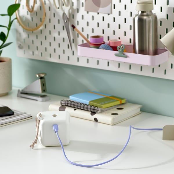 VAPPEBY portable bluetooth speaker, waterproof/white, 6x8 cm