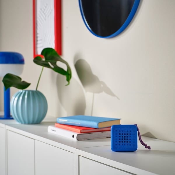 VAPPEBY portable bluetooth speaker, waterproof/blue, 6x8 cm