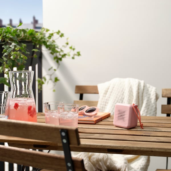 VAPPEBY portable bluetooth speaker, waterproof/pink, 6x8 cm