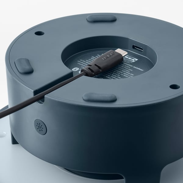 VAPPEBY bluetooth speaker lamp, outdoor/blue, 17 cm