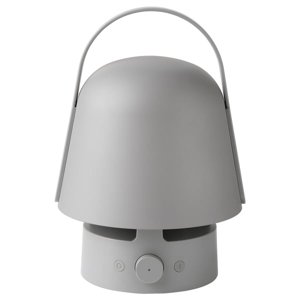 VAPPEBY bluetooth speaker lamp, outdoor/grey, 17 cm