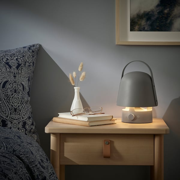 VAPPEBY bluetooth speaker lamp, outdoor/grey, 17 cm