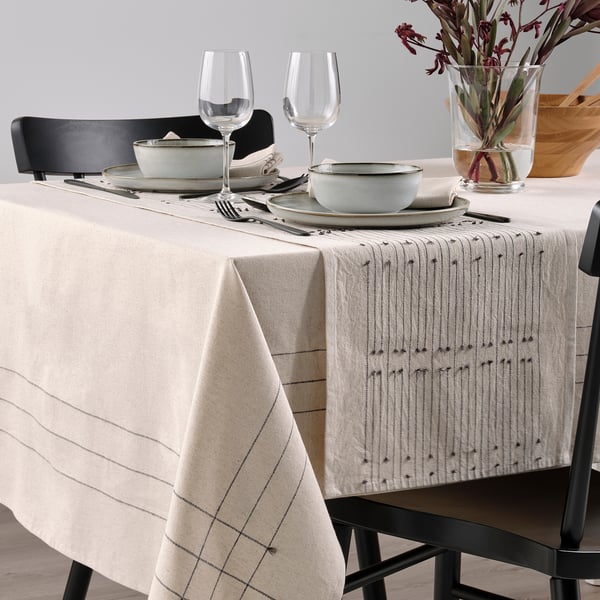 VÅRARV table-runner, dark grey/natural, 35x150 cm