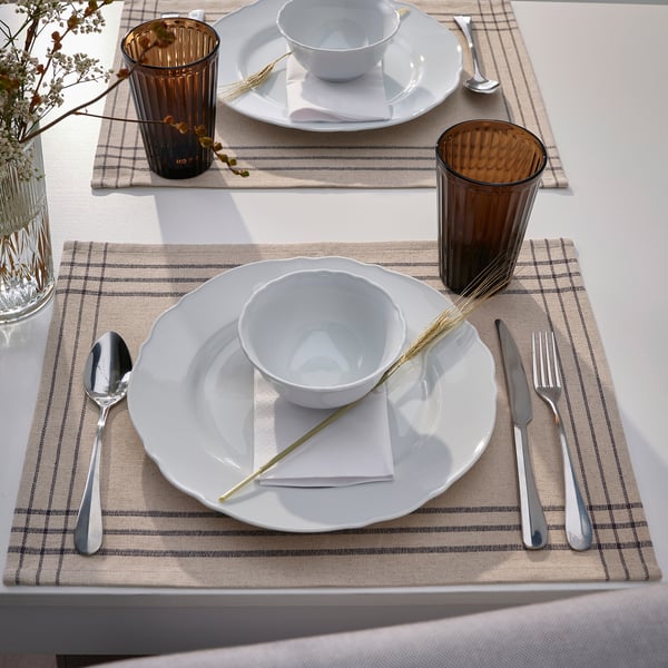VÅRARV place mat, dark grey/natural, 35x45 cm