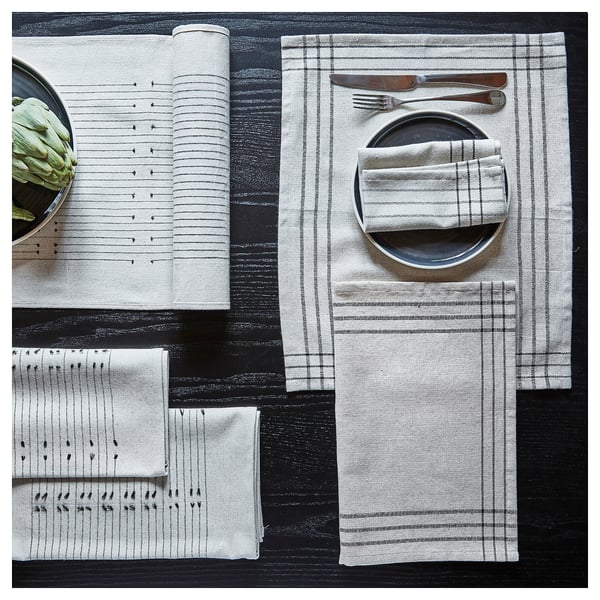 VÅRARV place mat, dark grey/natural, 35x45 cm