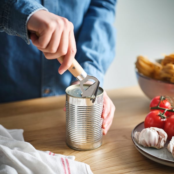 VARDAGEN bottle/can opener, stainless steel/beech, 18 cm
