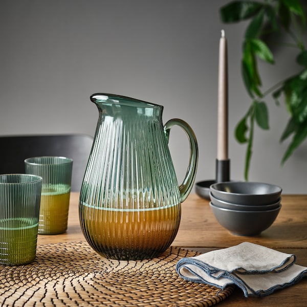 VARDAGEN - Jug, patterned/dark grey-green, 2 l