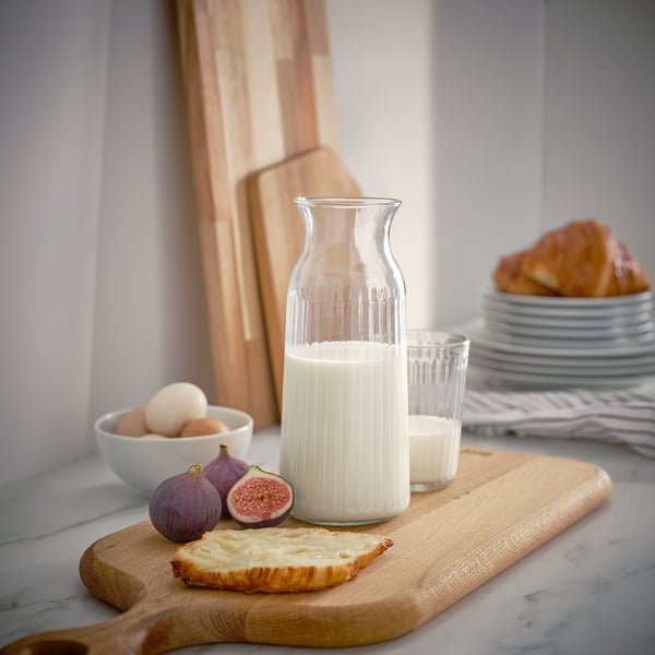 VARDAGEN carafe, clear glass/patterned, 1.0 l