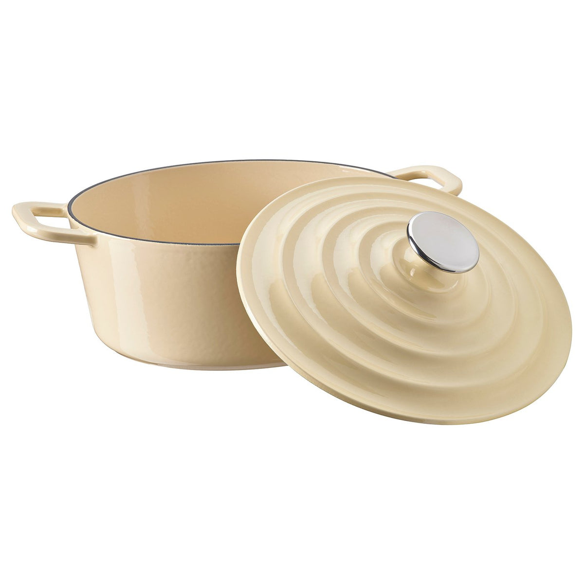 VARDAGEN casserole with lid, enamelled cast iron light yellow, 4 l