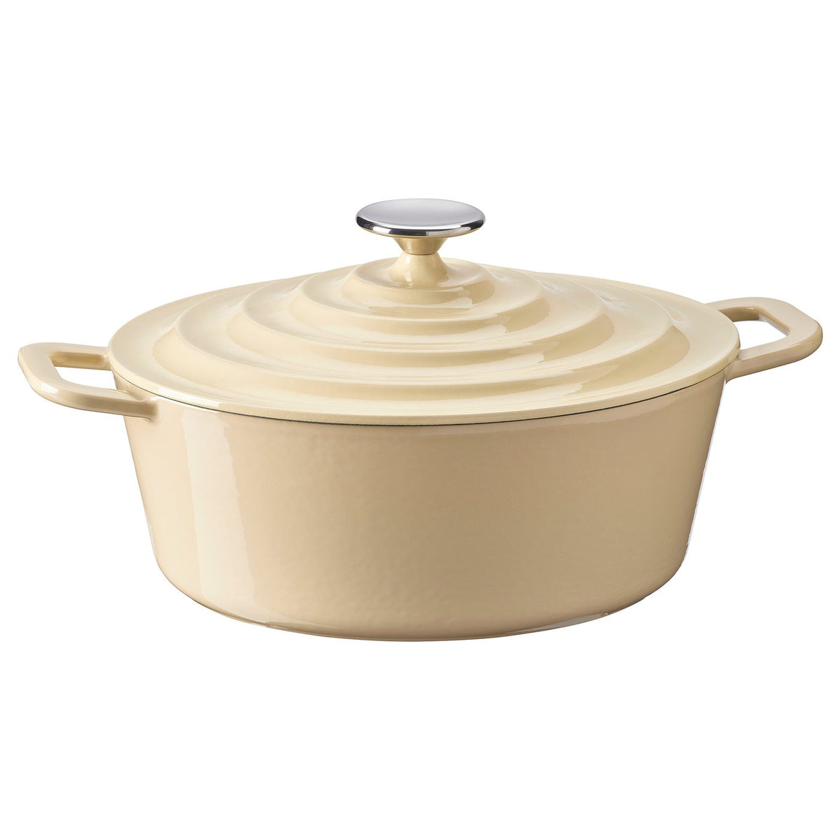 VARDAGEN casserole with lid, enamelled cast iron light yellow, 4 l