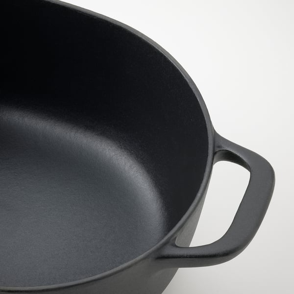 VARDAGEN casserole with lid, enamelled cast iron matt/black, 5 l
