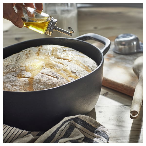 VARDAGEN casserole with lid, enamelled cast iron matt/black, 5 l