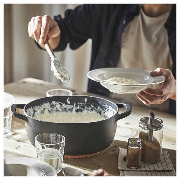 VARDAGEN casserole with lid, enamelled cast iron matt/black, 5 l