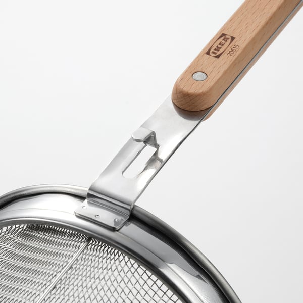 VARDAGEN noodle strainer, stainless steel/beech, 30 cm