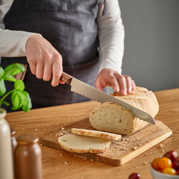 VARDAGEN bread knife, stainless steel/walnut, 23 cm